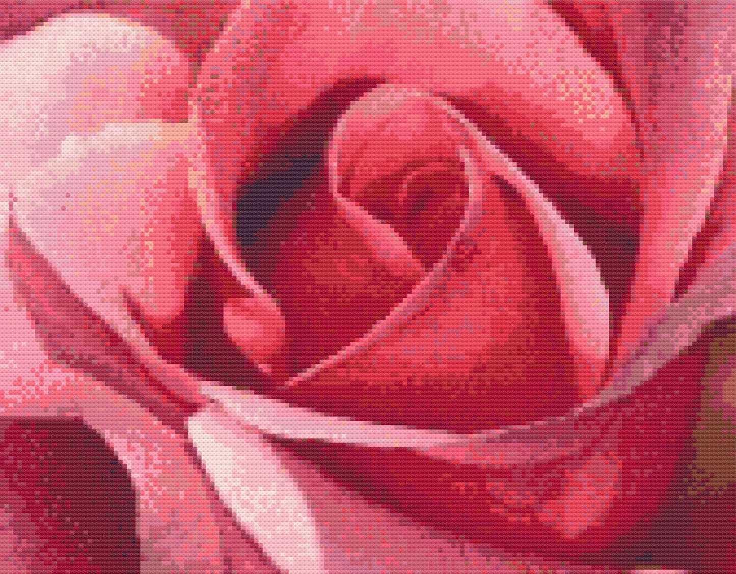 Pink Rose Counted Cross Stitch Pattern and Printed Double Mat