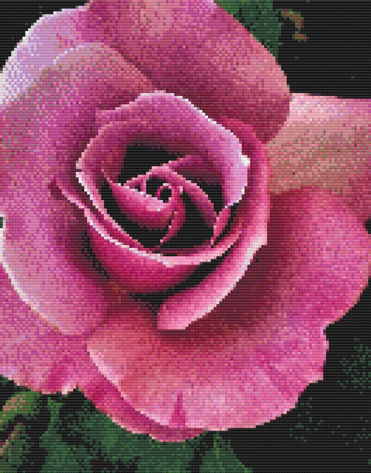 Purple Rose Counted Cross Stitch Pattern and Printed Double Mat