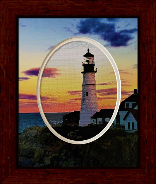 Lighthouse Counted Cross Stitch Pattern and Printed Double Mat