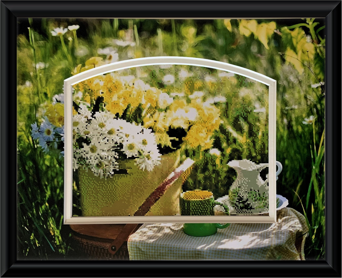 Spring Daisies Counted Cross Stitch Pattern and Printed Double Mat
